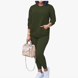 Matching Two Piece Outfit Casual Round Neck Jogging Sets Long Sleeve, XL NWOT